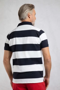 Weird Fish Polo & Rugby Shirts|Ronald Organic Cotton Striped Polo Shirt Navy