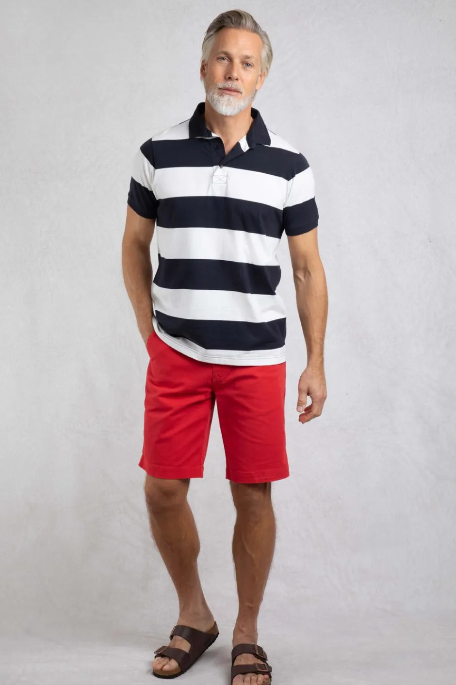 Weird Fish Polo & Rugby Shirts|Ronald Organic Cotton Striped Polo Shirt Navy