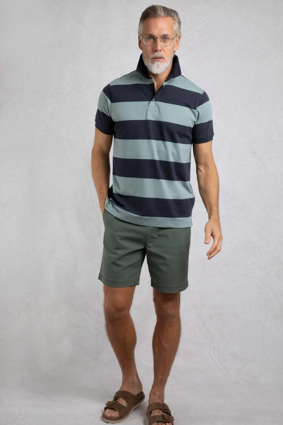 Weird Fish Polo & Rugby Shirts|Ronald Organic Cotton Striped Polo Shirt Dusty Teal