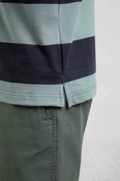 Weird Fish Polo & Rugby Shirts|Ronald Organic Cotton Striped Polo Shirt Dusty Teal