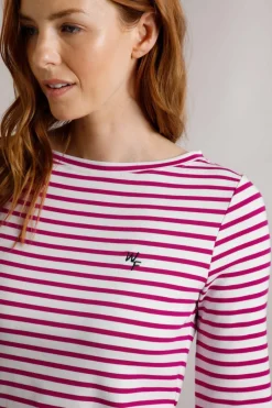 Weird Fish Tunics|Tops & T-Shirts|Sally Striped Long Sleeve T-Shirt Dark Raspberry