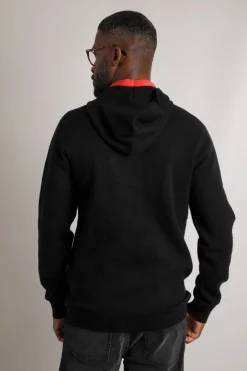 Weird Fish Sweatshirts & Hoodies|Samuel Knitted Full Zip Hooded Jumper Black
