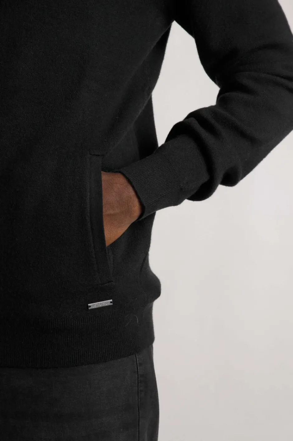 Weird Fish Sweatshirts & Hoodies|Samuel Knitted Full Zip Hooded Jumper Black
