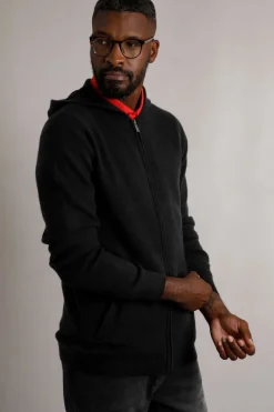 Weird Fish Sweatshirts & Hoodies|Samuel Knitted Full Zip Hooded Jumper Black