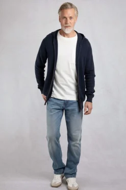 Weird Fish Sweatshirts & Hoodies|Samuel Knitted Full Zip Hooded Jumper Navy