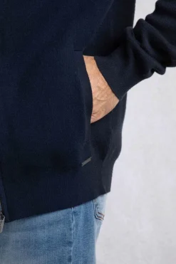 Weird Fish Sweatshirts & Hoodies|Samuel Knitted Full Zip Hooded Jumper Navy
