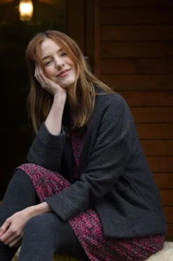 Weird Fish Sweatshirts & Hoodies|Santosh Cropped Eco Macaroni Kimono Cardigan Navy