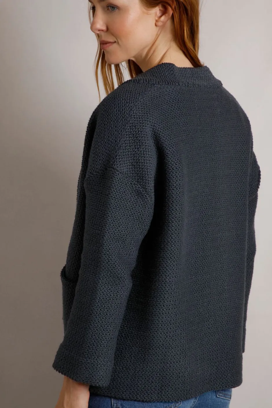 Weird Fish Sweatshirts & Hoodies|Santosh Cropped Eco Macaroni Kimono Cardigan Navy