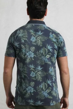 Weird Fish Polo & Rugby Shirts|Sarat Organic Cotton Printed Polo Navy