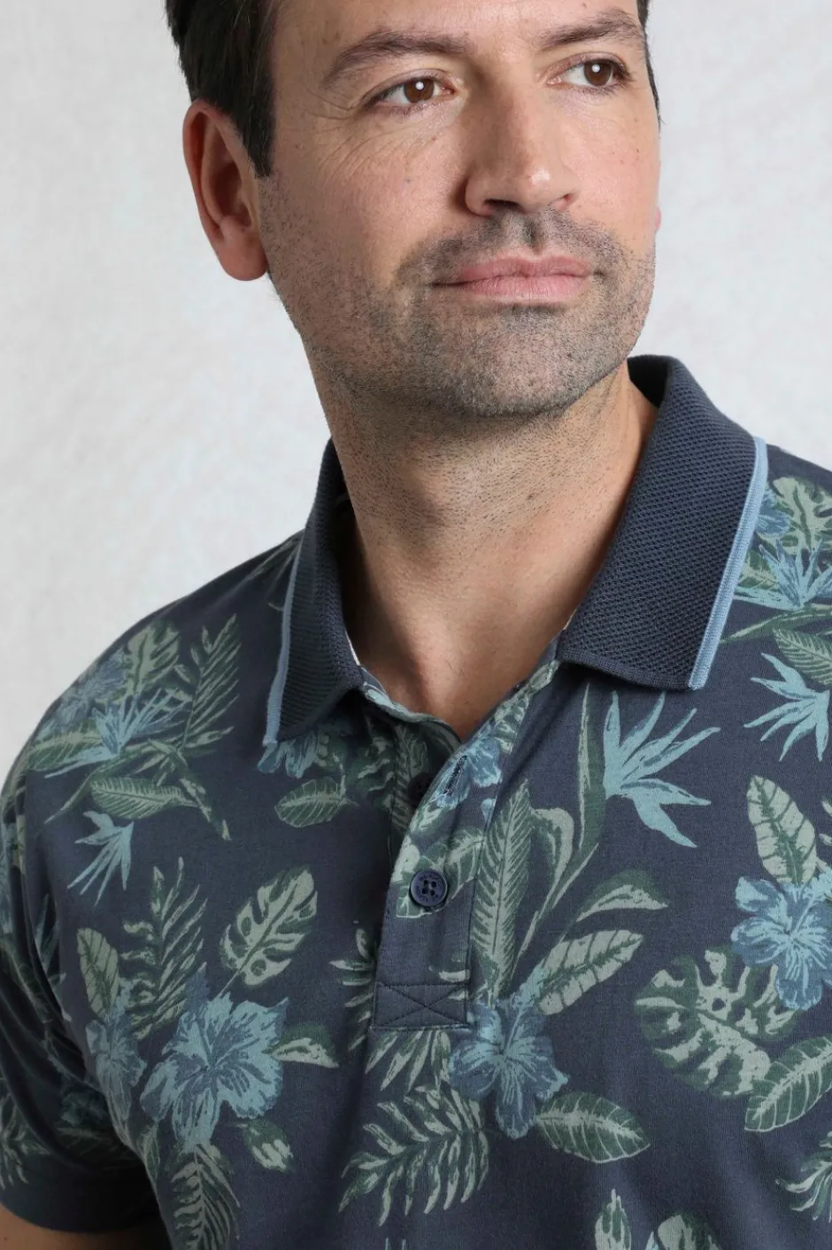 Weird Fish Polo & Rugby Shirts|Sarat Organic Cotton Printed Polo Navy