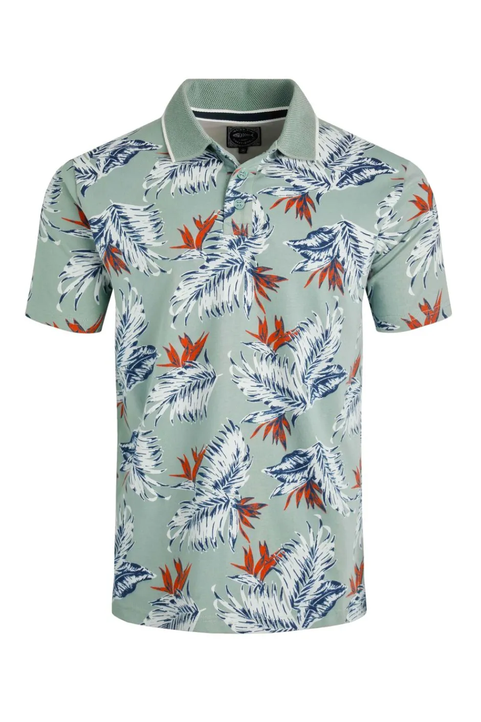 Weird Fish Polo & Rugby Shirts|Sarat Organic Cotton Printed Polo Mineral Blue