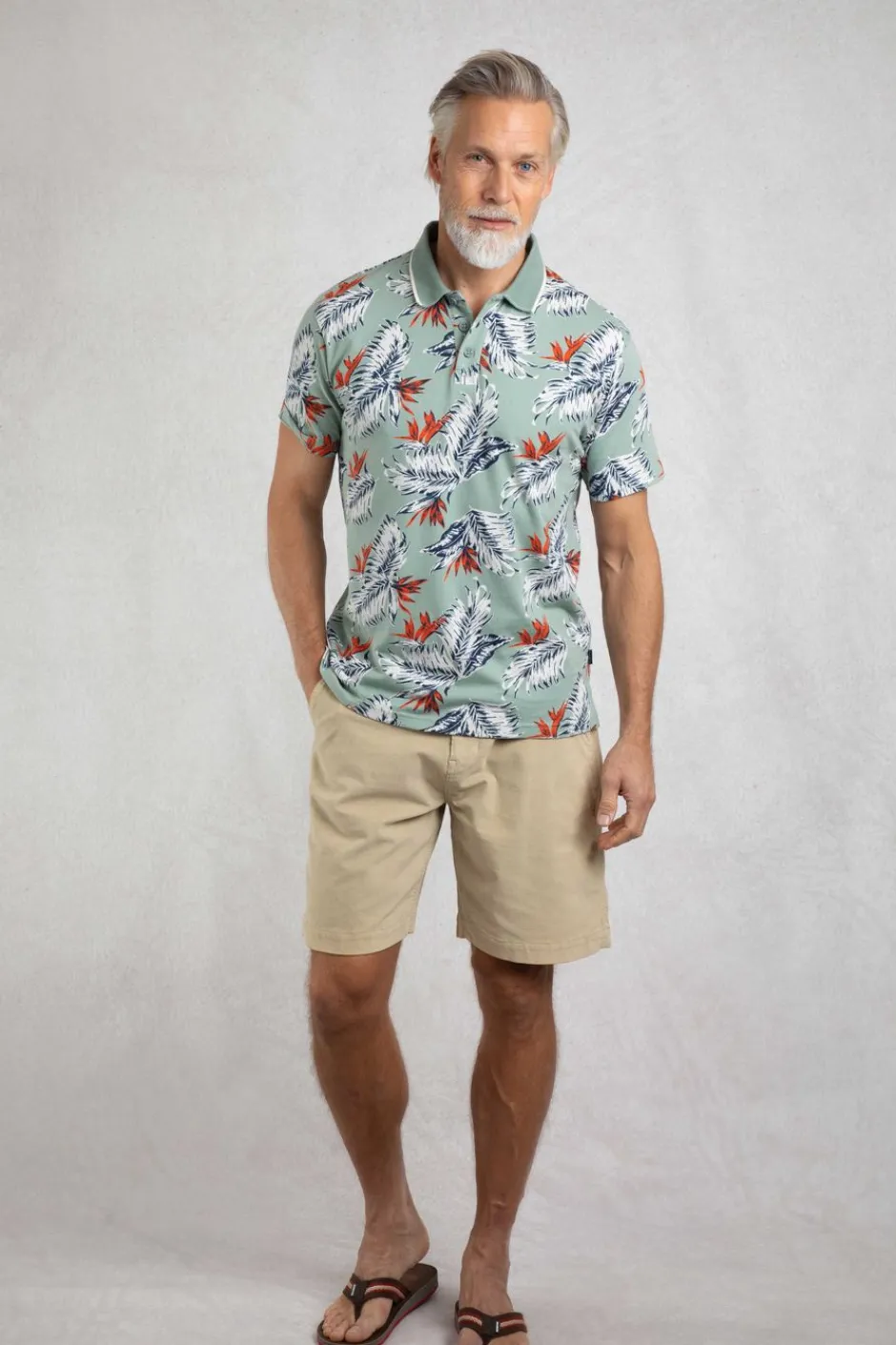 Weird Fish Polo & Rugby Shirts|Sarat Organic Cotton Printed Polo Mineral Blue