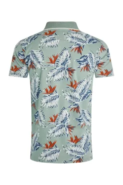Weird Fish Polo & Rugby Shirts|Sarat Organic Cotton Printed Polo Mineral Blue