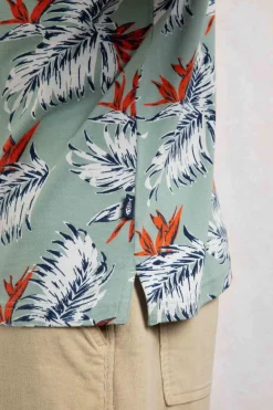 Weird Fish Polo & Rugby Shirts|Sarat Organic Cotton Printed Polo Mineral Blue