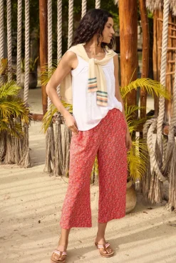Weird Fish Leggings|Jumpsuits & Playsuits|Sarita LivaEco™ Wide Leg Printed Viscose Trousers Tango Red