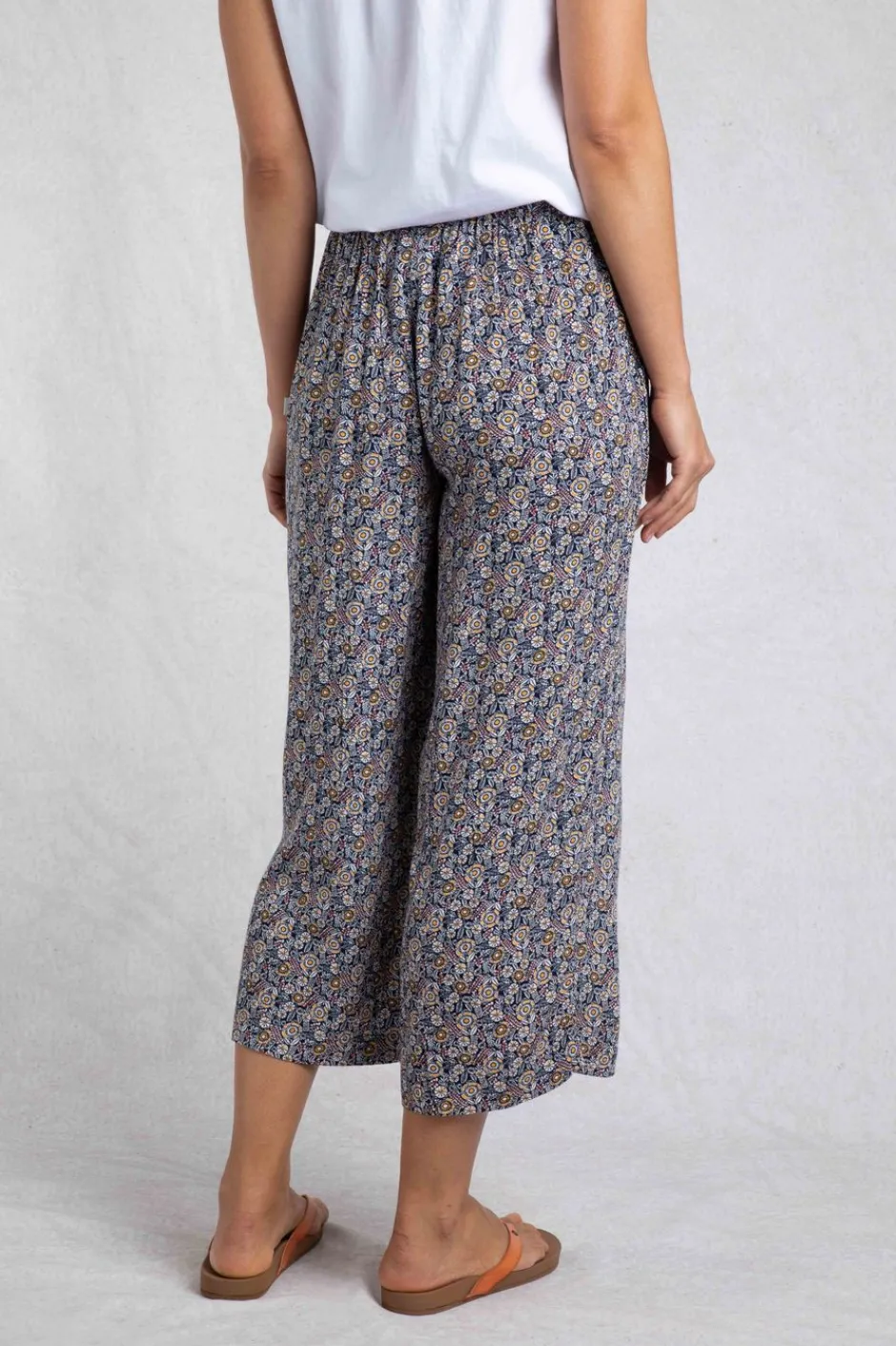 Weird Fish Leggings|Jumpsuits & Playsuits|Sarita LivaEco™ Wide Leg Printed Viscose Trousers Navy