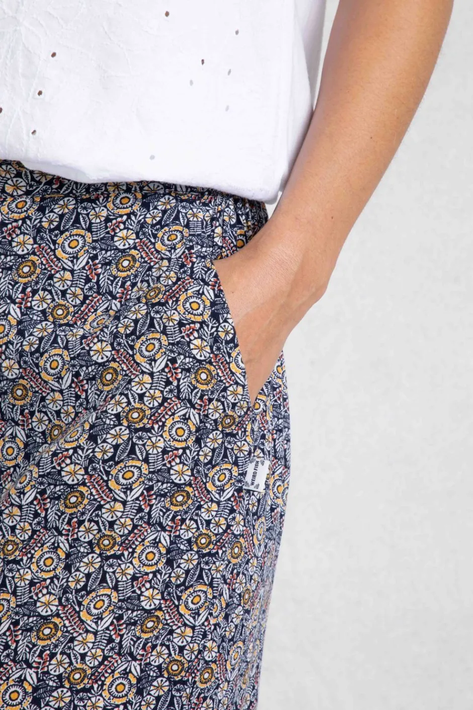 Weird Fish Leggings|Jumpsuits & Playsuits|Sarita LivaEco™ Wide Leg Printed Viscose Trousers Navy