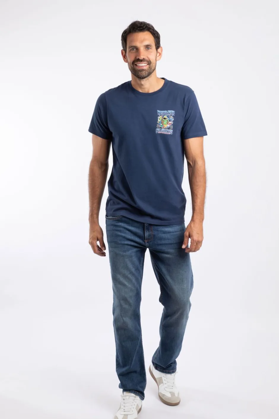 Weird Fish T-Shirts|Sea Shanties Back Print Artist T-Shirt Dark Blue