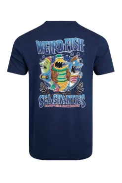 Weird Fish T-Shirts|Sea Shanties Back Print Artist T-Shirt Dark Blue