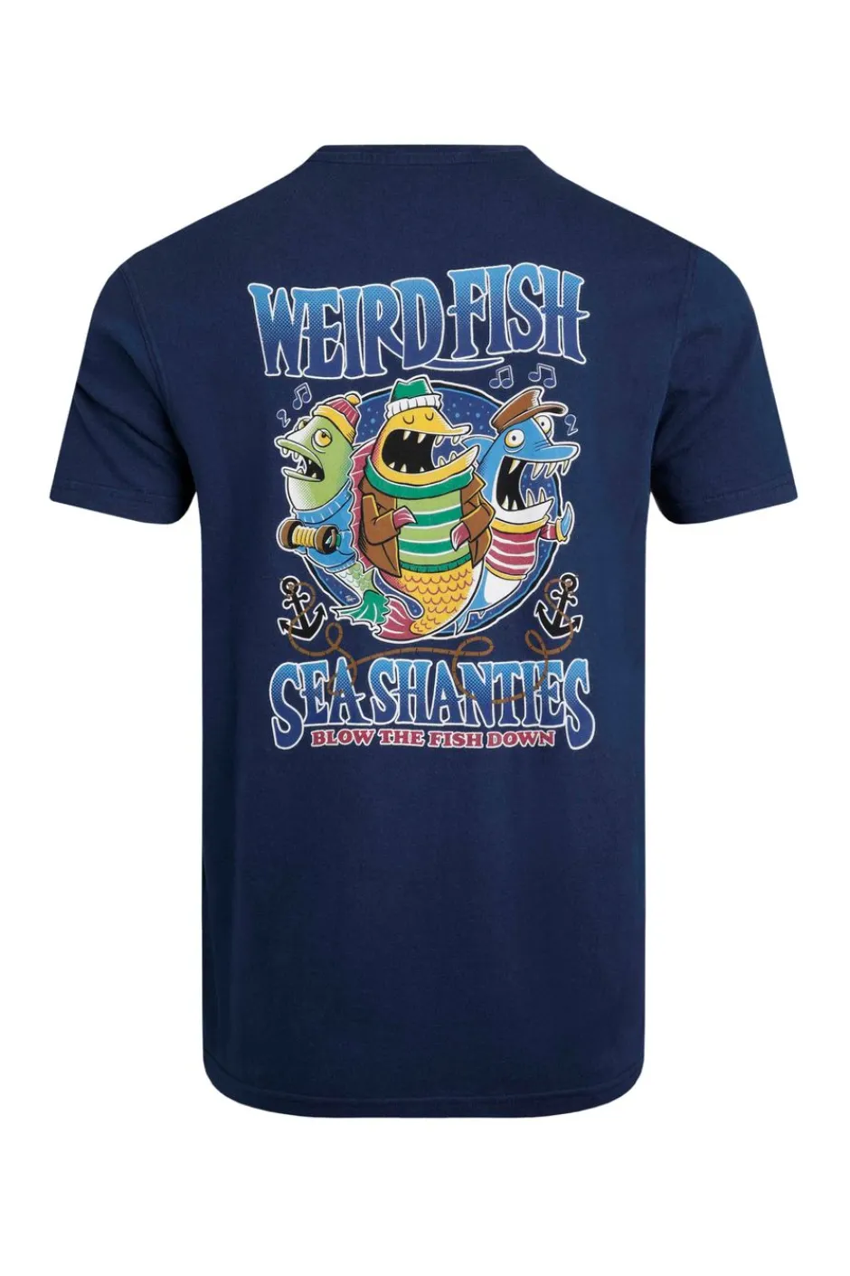 Weird Fish T-Shirts|Sea Shanties Back Print Artist T-Shirt Dark Blue