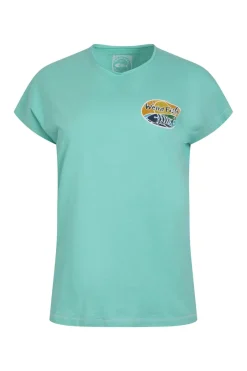 Weird Fish Tunics|Tops & T-Shirts|Seashore Organic Cotton Back Print Graphic T-Shirt Aqua blue