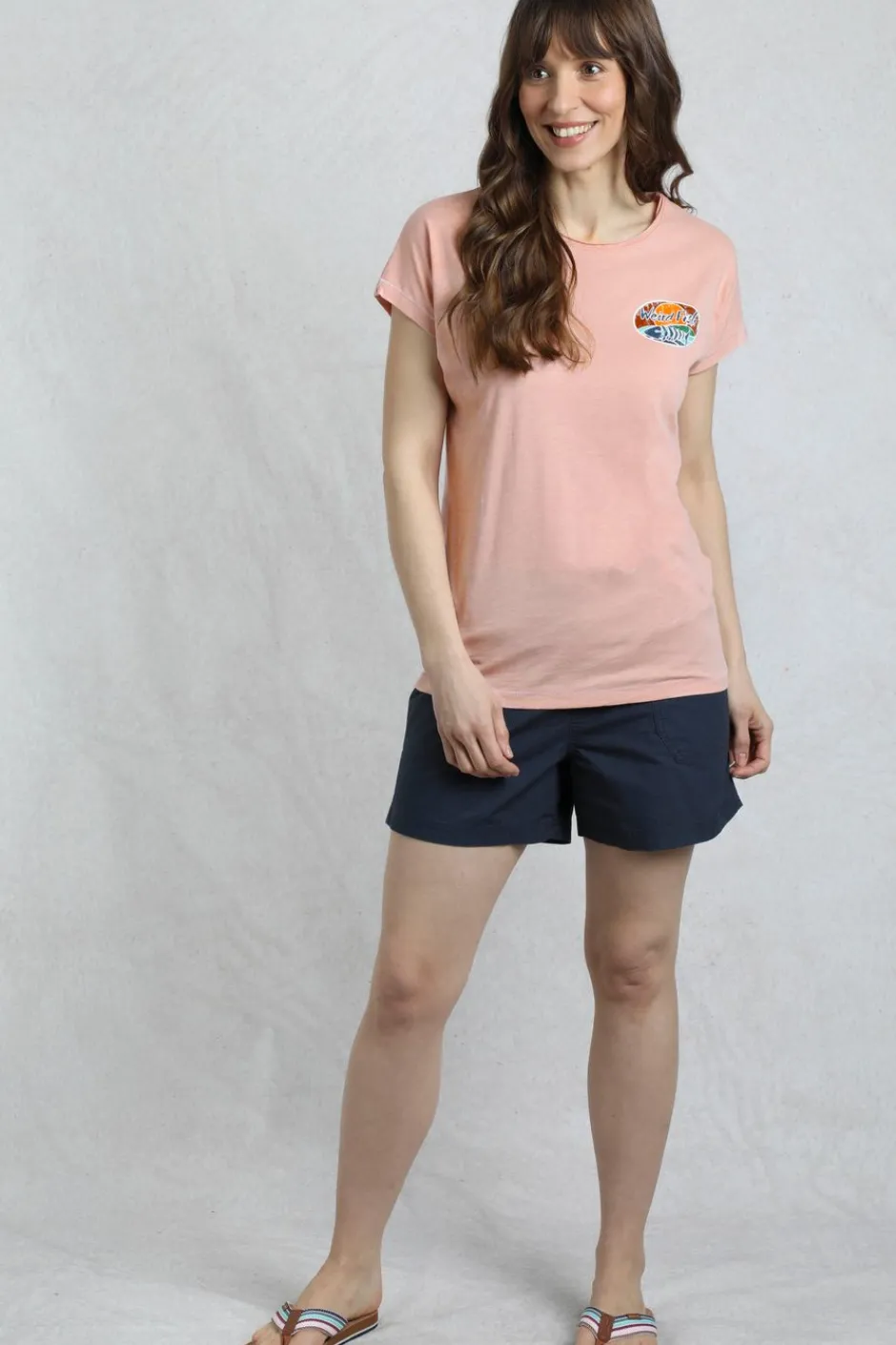Weird Fish Tunics|Tops & T-Shirts|Seashore Organic Cotton Back Print Graphic T-Shirt Dusty Rose