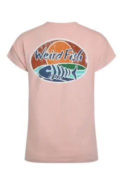Weird Fish Tunics|Tops & T-Shirts|Seashore Organic Cotton Back Print Graphic T-Shirt Dusty Rose
