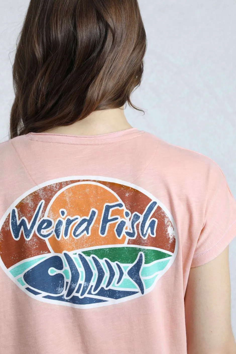 Weird Fish Tunics|Tops & T-Shirts|Seashore Organic Cotton Back Print Graphic T-Shirt Dusty Rose