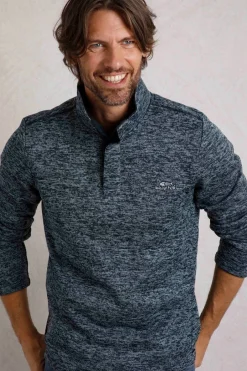 Weird Fish Fleece|Seataller Recycled 1/4 Button Fleece Navy
