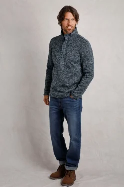 Weird Fish Fleece|Seataller Recycled 1/4 Button Fleece Navy