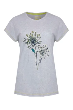Weird Fish Tunics|Tops & T-Shirts|Seedheads Front Print Organic Cotton T-Shirt Pearl Grey Marl
