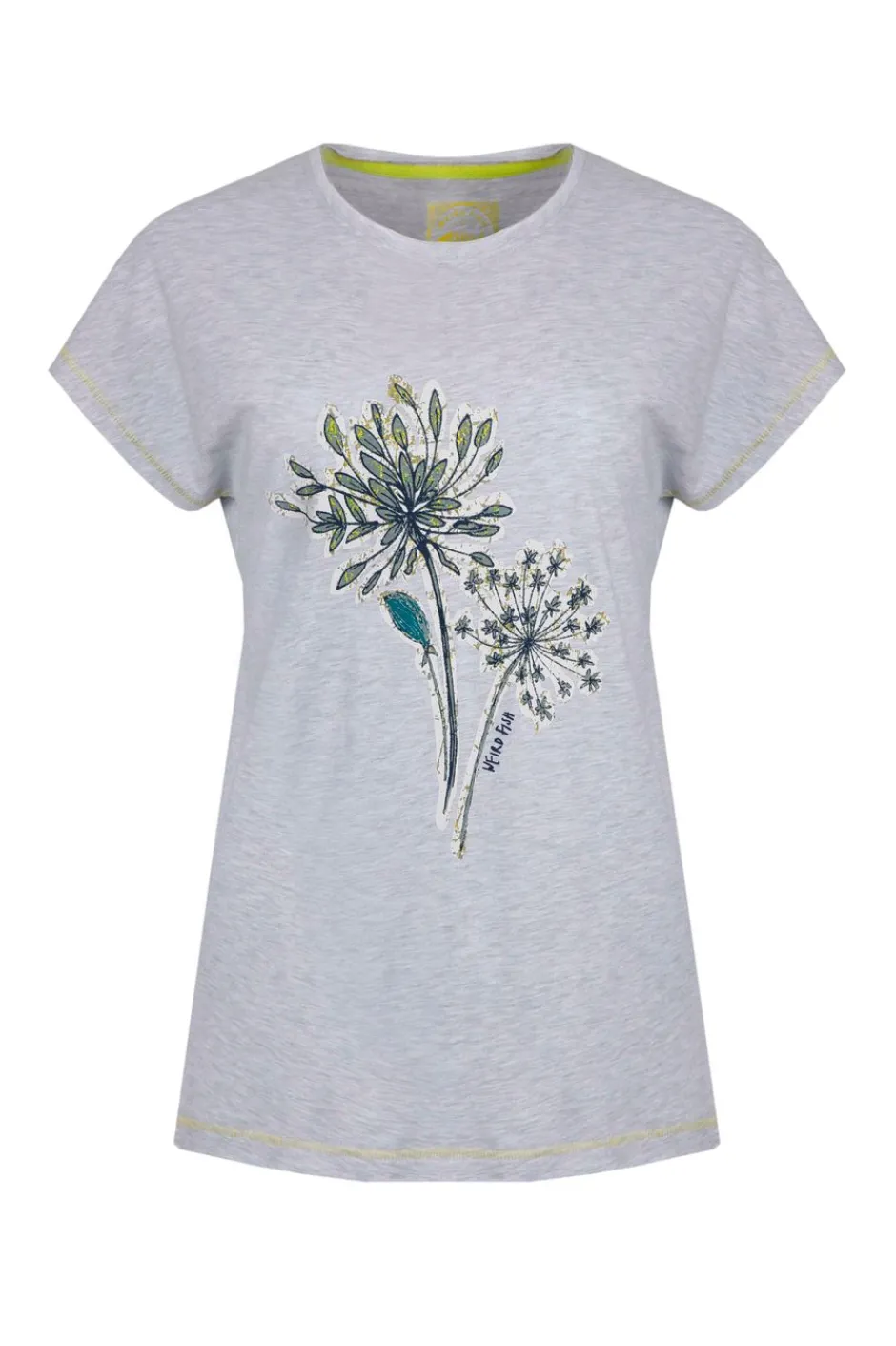 Weird Fish Tunics|Tops & T-Shirts|Seedheads Front Print Organic Cotton T-Shirt Pearl Grey Marl