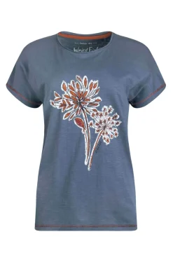 Weird Fish Tunics|Tops & T-Shirts|Seedheads Front Print Organic Cotton T-Shirt Blue Mirage