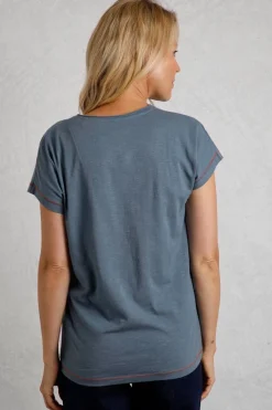 Weird Fish Tunics|Tops & T-Shirts|Seedheads Front Print Organic Cotton T-Shirt Blue Mirage