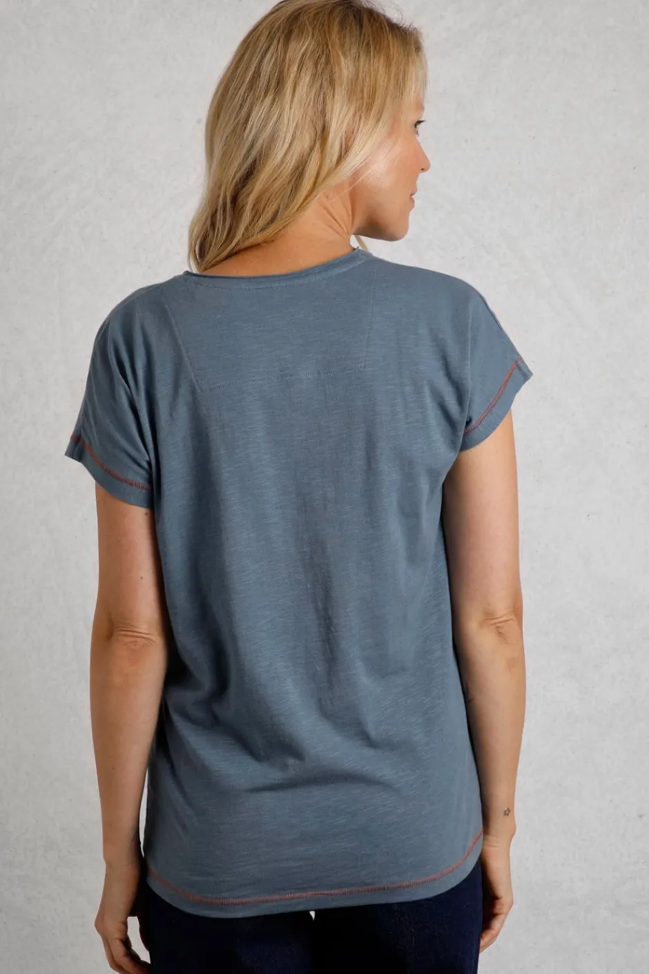 Weird Fish Tunics|Tops & T-Shirts|Seedheads Front Print Organic Cotton T-Shirt Blue Mirage