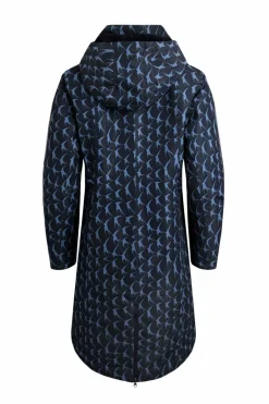 Weird Fish Coats, Jackets And Gilets|Sena Recycled Bird Print Waterproof Coat Dark Navy