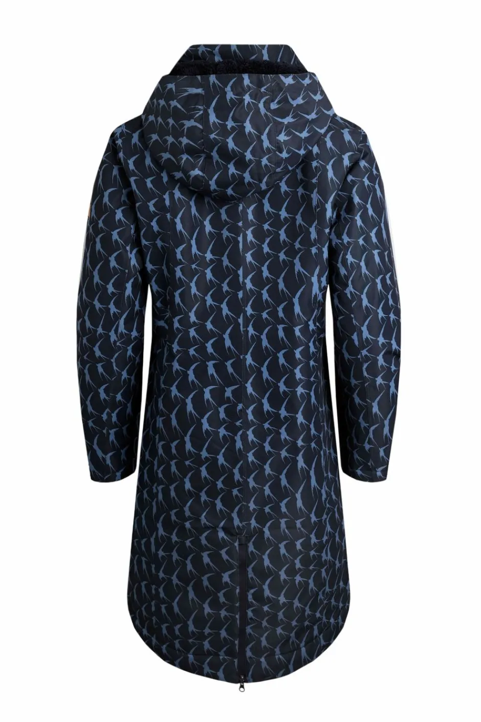 Weird Fish Coats, Jackets And Gilets|Sena Recycled Bird Print Waterproof Coat Dark Navy