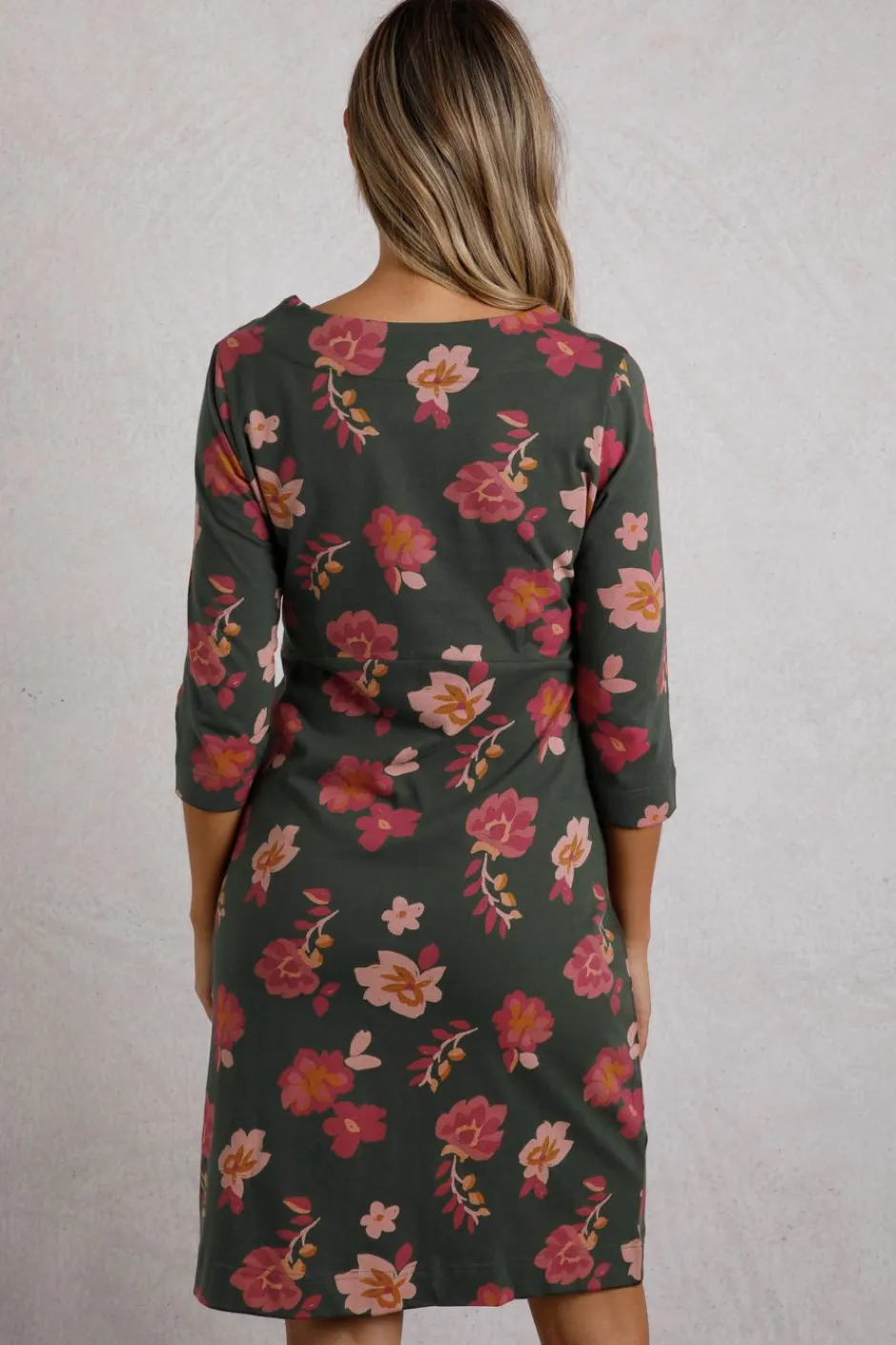 Weird Fish Dresses|Shafika Printed Jersey Dress Olive