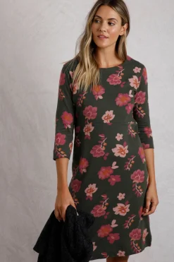 Weird Fish Dresses|Shafika Printed Jersey Dress Olive