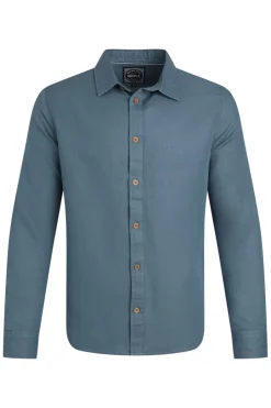 Weird Fish Shirts|Linen|Shaun Linen Rich Long Sleeve Shirt Pale Denim