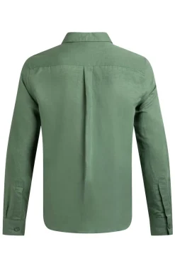 Weird Fish Shirts|Linen|Shaun Linen Rich Long Sleeve Shirt Army Green