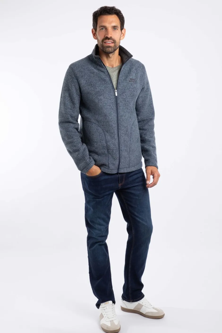 Weird Fish Fleece|Shires Eco Full Zip Grid Fleece Navy