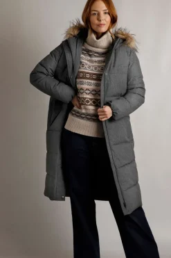 Weird Fish Coats, Jackets And Gilets|Shola Houndstooth Padded Longline Coat Anthracite
