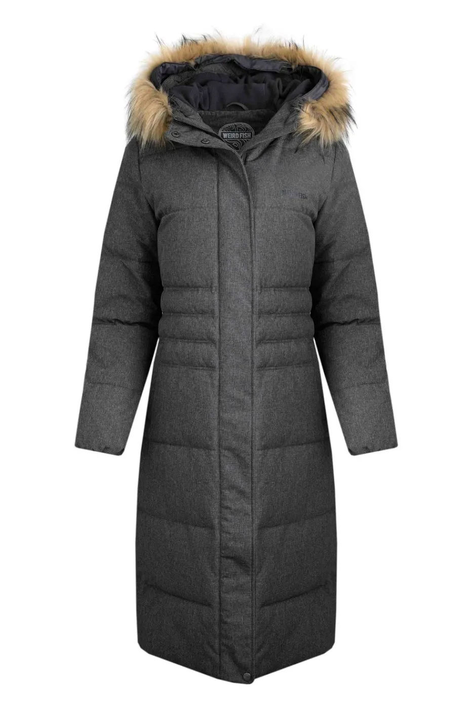 Weird Fish Coats, Jackets And Gilets|Shola Houndstooth Padded Longline Coat Anthracite