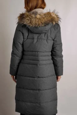 Weird Fish Coats, Jackets And Gilets|Shola Houndstooth Padded Longline Coat Anthracite