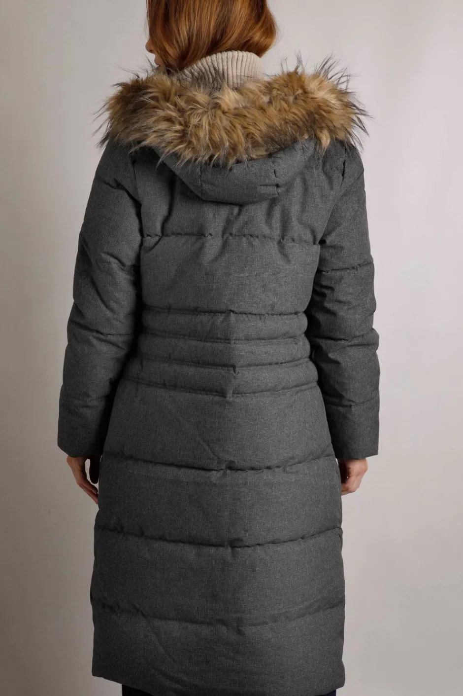 Weird Fish Coats, Jackets And Gilets|Shola Houndstooth Padded Longline Coat Anthracite