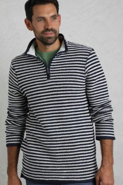 Weird Fish Sweatshirts & Hoodies|Shorling 1/4 Zip Stripe Eco Macaroni Ecru