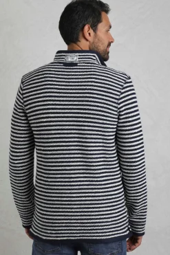 Weird Fish Sweatshirts & Hoodies|Shorling 1/4 Zip Stripe Eco Macaroni Ecru