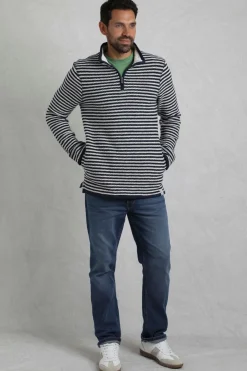 Weird Fish Sweatshirts & Hoodies|Shorling 1/4 Zip Stripe Eco Macaroni Ecru