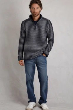 Weird Fish Sweatshirts & Hoodies|Shorling 1/4 Zip Stripe Eco Macaroni Frost Grey